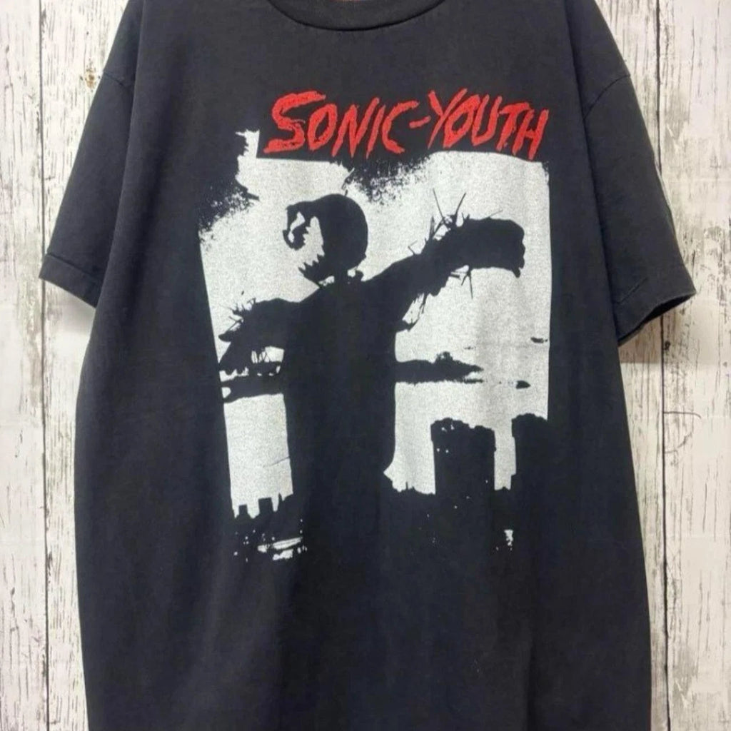 Sonic Youth Band Tshirt Retro Style Black Cotton Tshirt