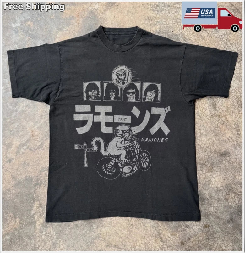 Ramones Japan Tour Graphic T-Shirt, Unisex Black T-shirt, Size S-5XL