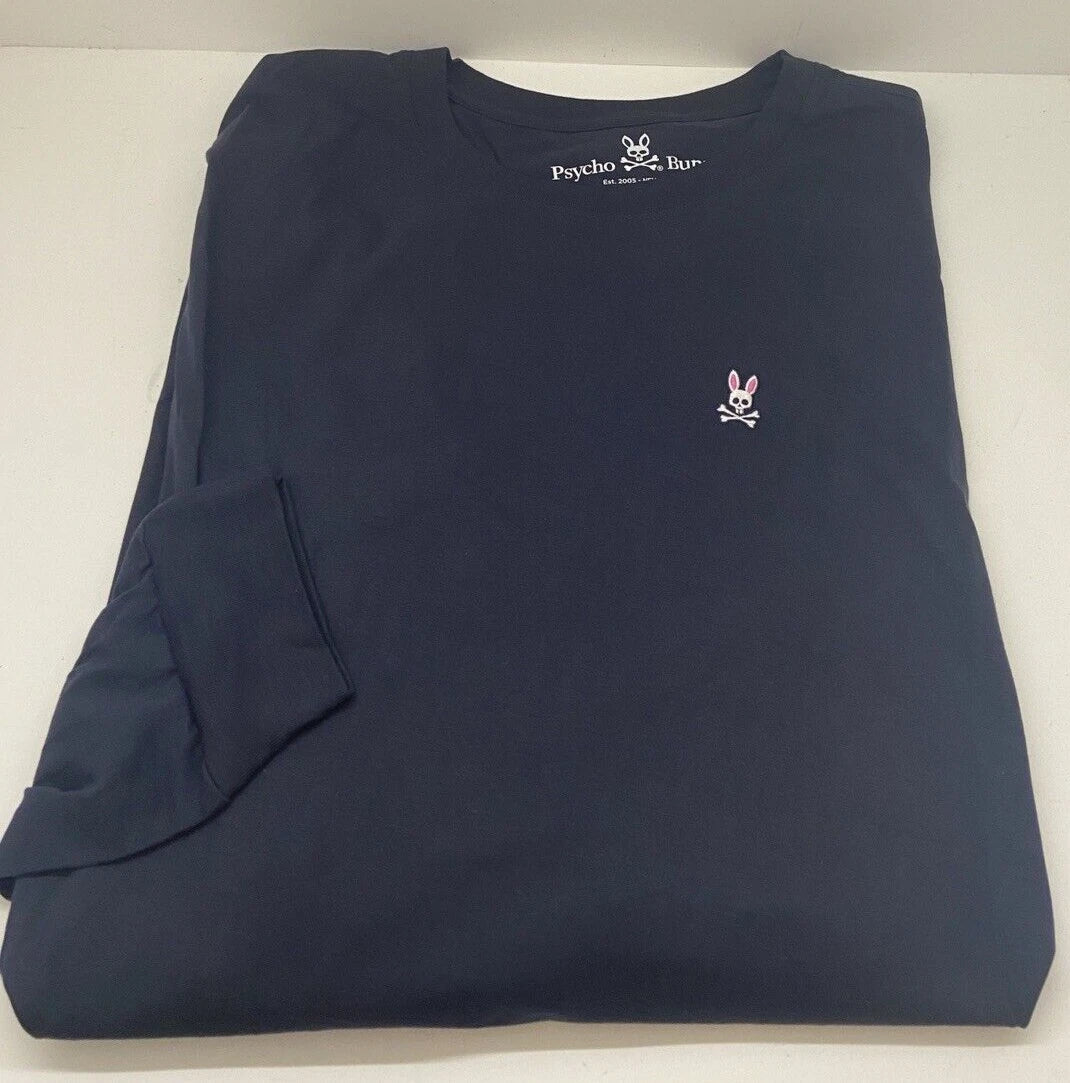 Psycho Bunny Navy Blue Long Sleeve T-Shirt Pima Cotton Mens 5XL Logo New