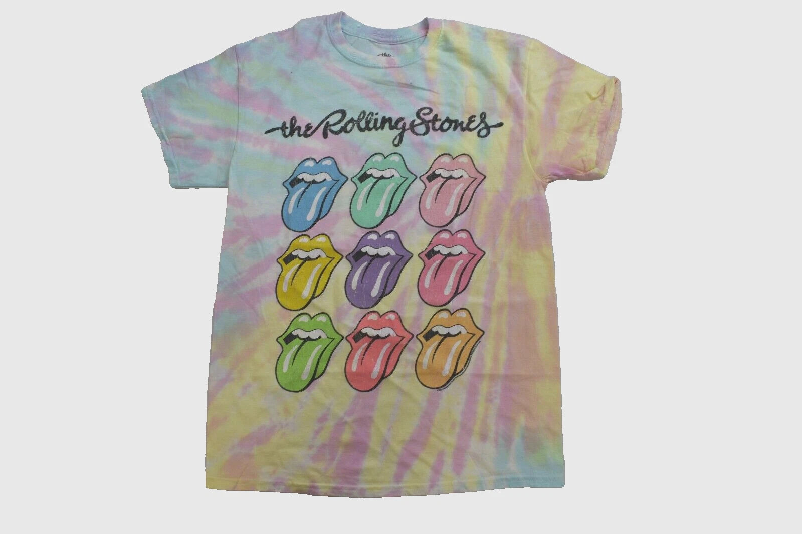 The Rolling Stones Mens Tongue Stack Graphic Pastel Tie Dye Shirt New M, L