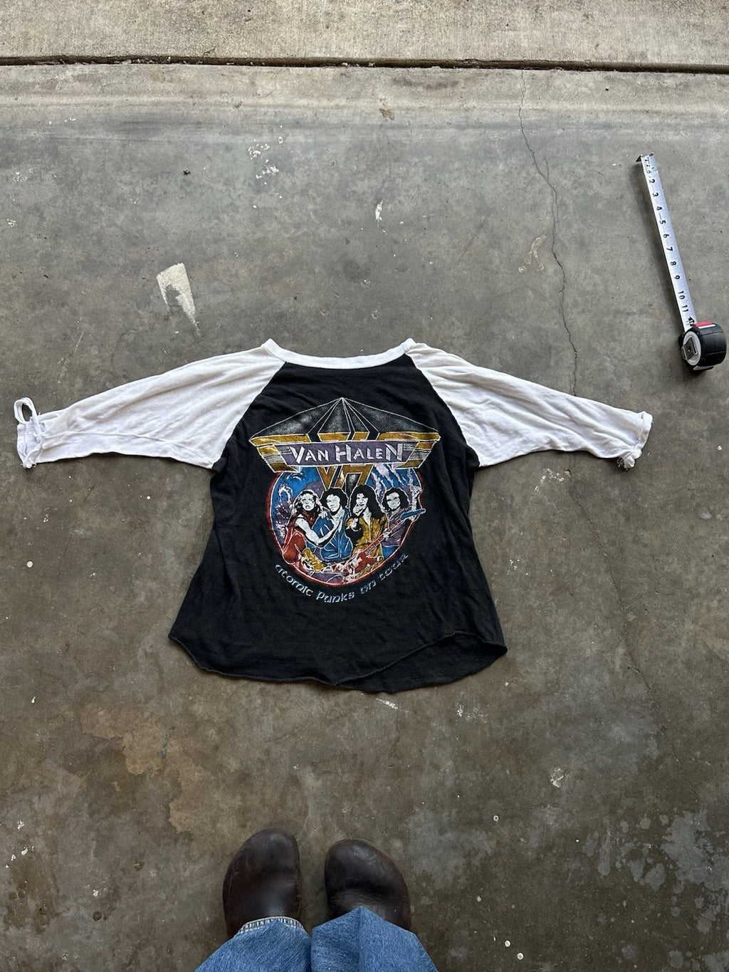Vintage Van Halen World Invasion Tour Raglan Jersey Shirt 1980s Double Sided