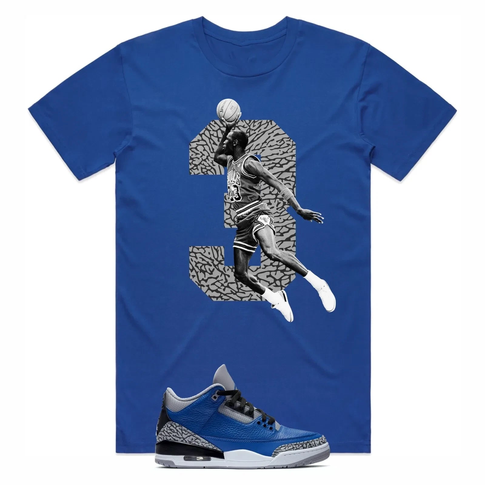 Shirt to Match Air Jordan Retro 3 Varsity Royal - AJ3 Sneaker Matching Tee