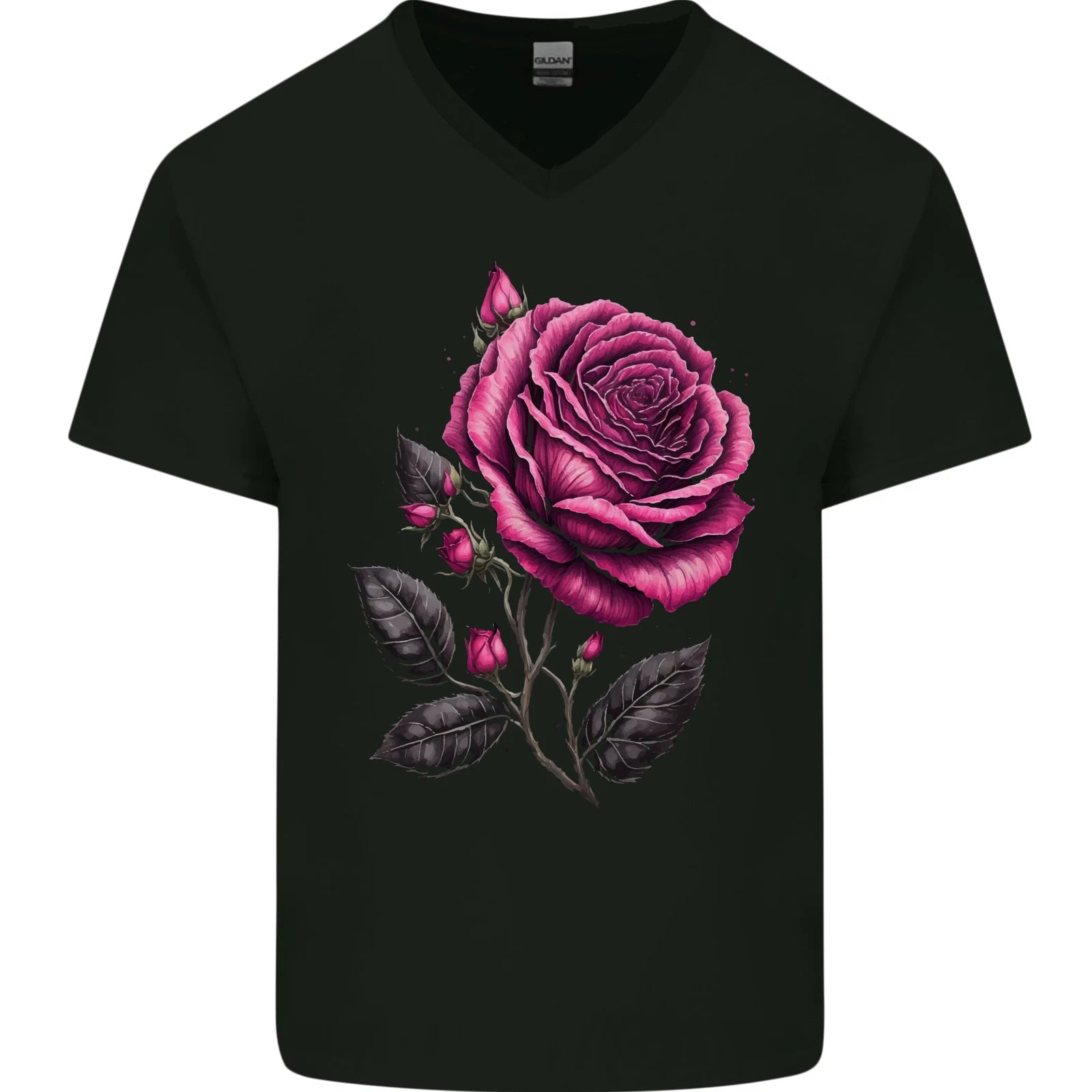 A Pink Rose Gothic Goth Mens V-Neck Cotton T-Shirt