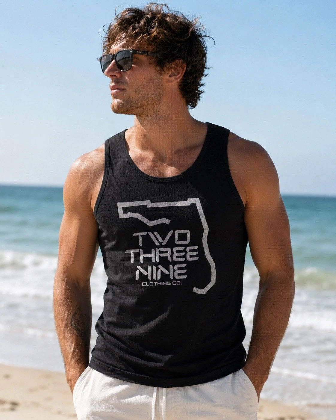 Florida Men Black Tank Top 100% Cotton Muscle Tee Shirt Naples Fort Myers SWFL