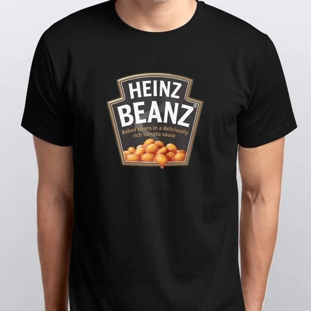 HEINZ BEANZ T-SHIRT sizes S M L XL XXL colours Black, White