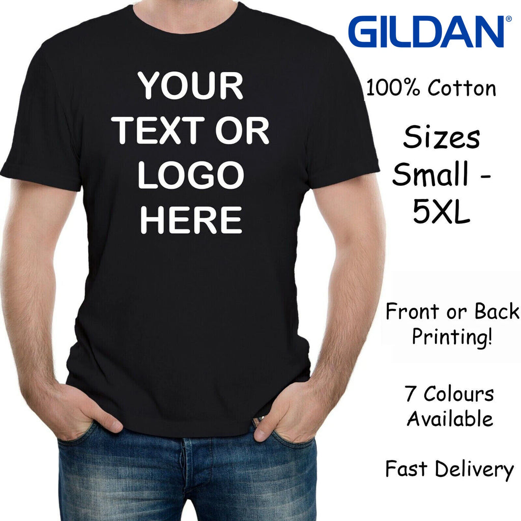 Personalised Men's Custom Printed T-Shirt Stag Customised Tee Front Back Gildan