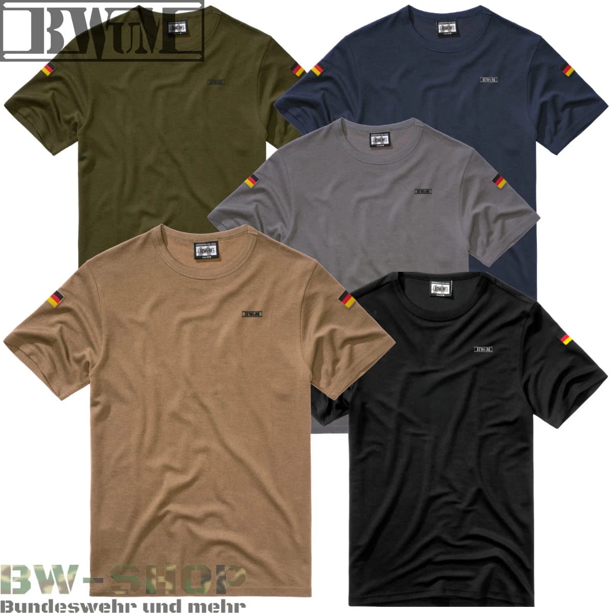 BWuM GERMAN ARMY TROPICAL SHIRT LIGHT + FLAGS BW T-SHIRT UNDERSHIRT ARMY SHIRT