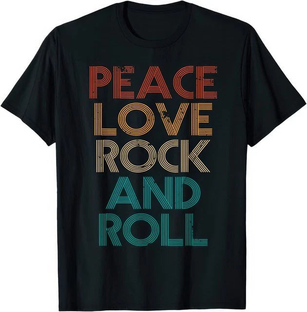 Peace Love Rock N Roll Vintage Band Concert Music Retro Graphic T Shirt