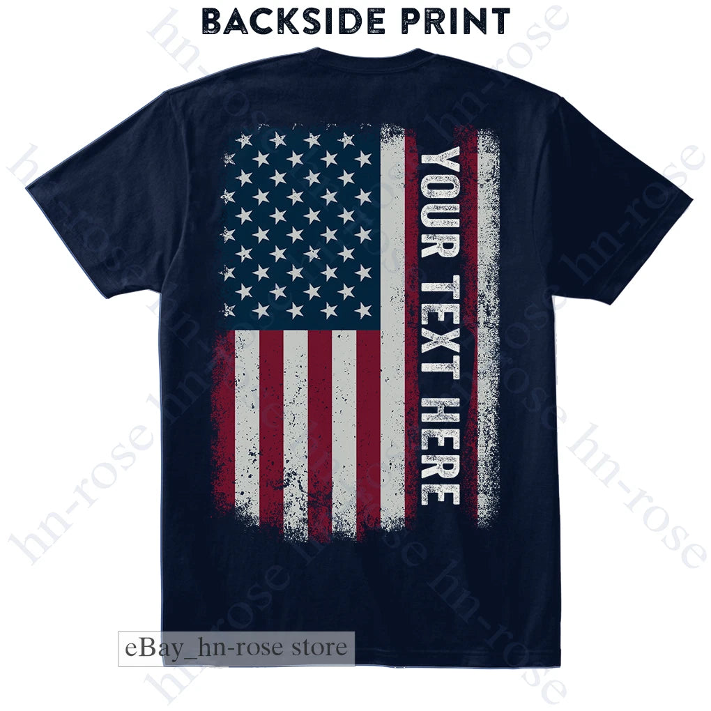 Add Your Text, Proud Your Name, US Flag Personalized Patriotic Custom T-shirt