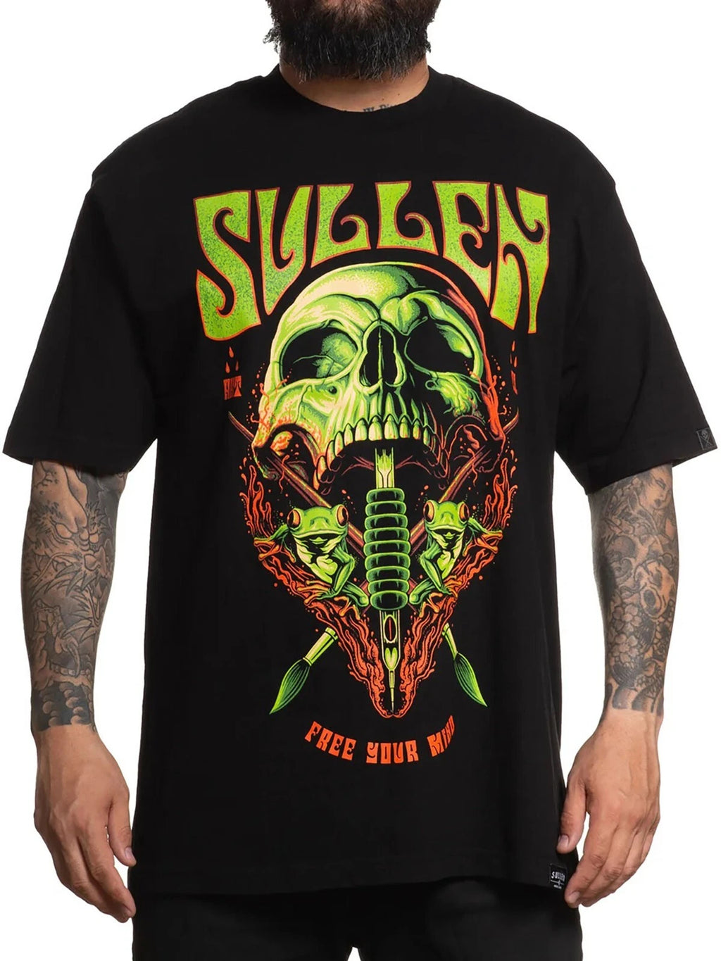 Sullen Men's Free Mind Short Sleeve Premium 1 Ton Heavyweight T-shirt Tattoo Tee