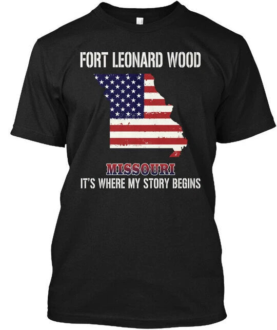 Fort Leonard Wood Mo Story Begins T-Shirt Made in the USA Size S to 5XL