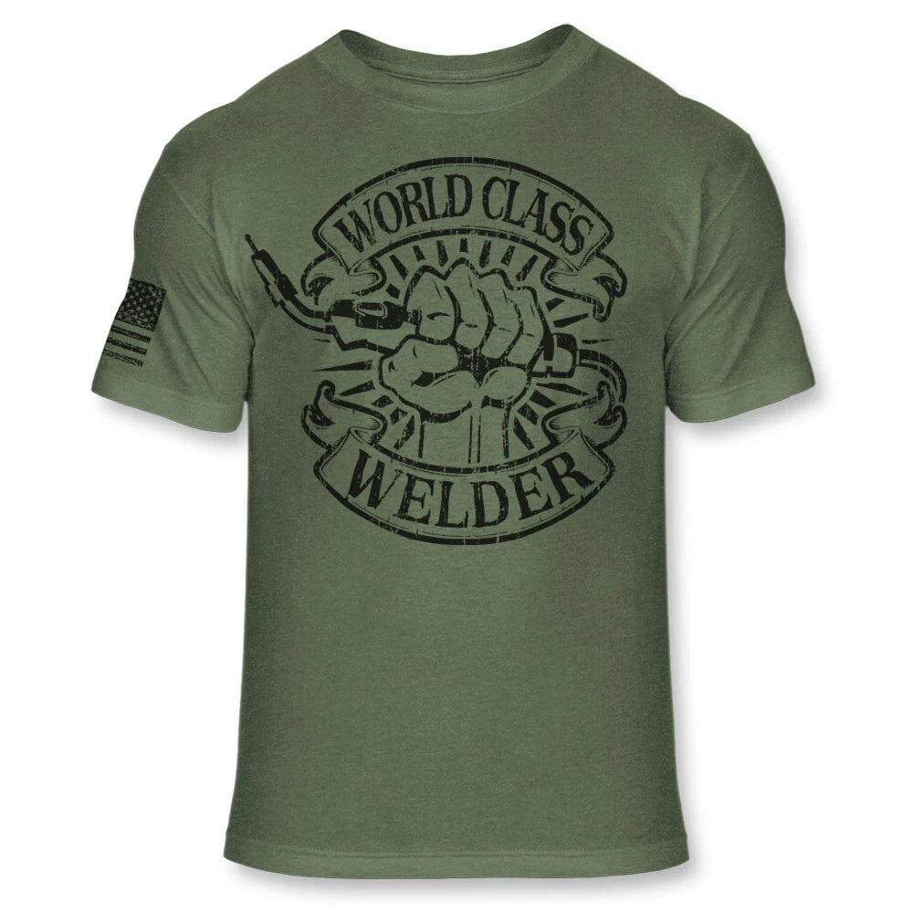 World Class Welder Tradesmen US Military Arm Flag Welding Soft Blend Shirt - A72