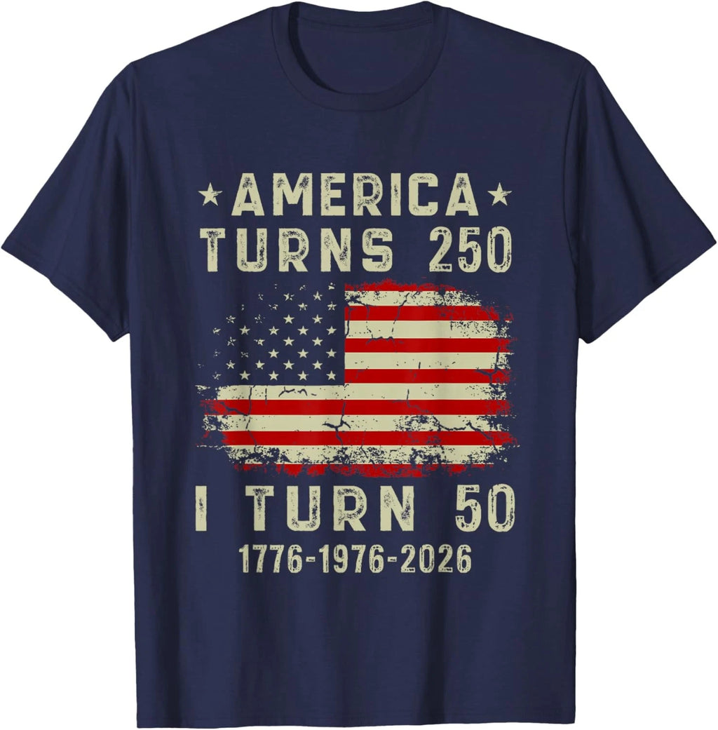 Funny America Turns 250 I Turn 50 1976 50th Birthday Unisex T-Shirt
