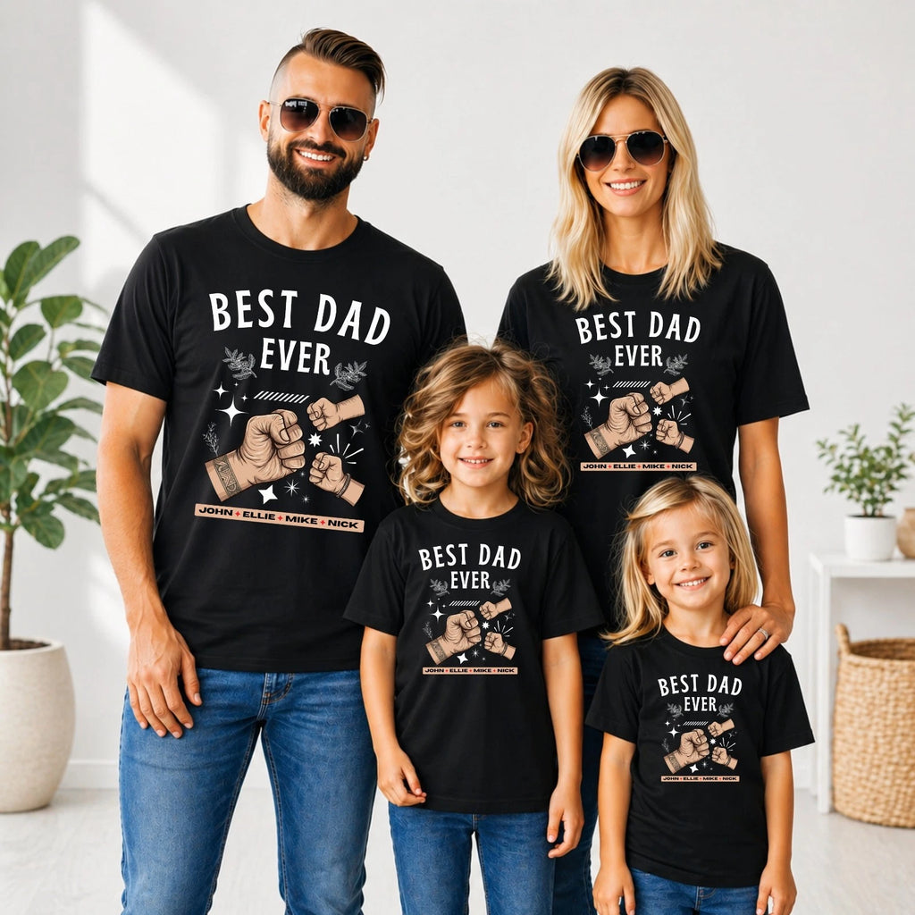 Personalized Best Dad Ever T Shirt Custom Name Fathers Day Gift Unisex Tee