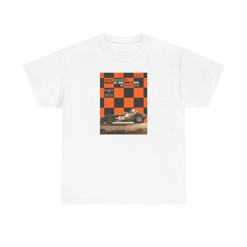 Vintage Race Car Grand Prix Tee | Orange Checkered Racing Graphic T-Shirt