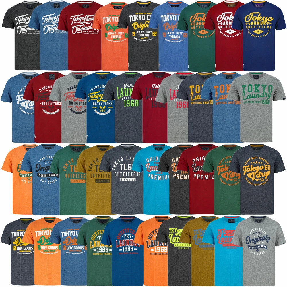 Tokyo Laundry Men's T-Shirt Vintage Retro Graphic Print Cotton Blend Jersey Top