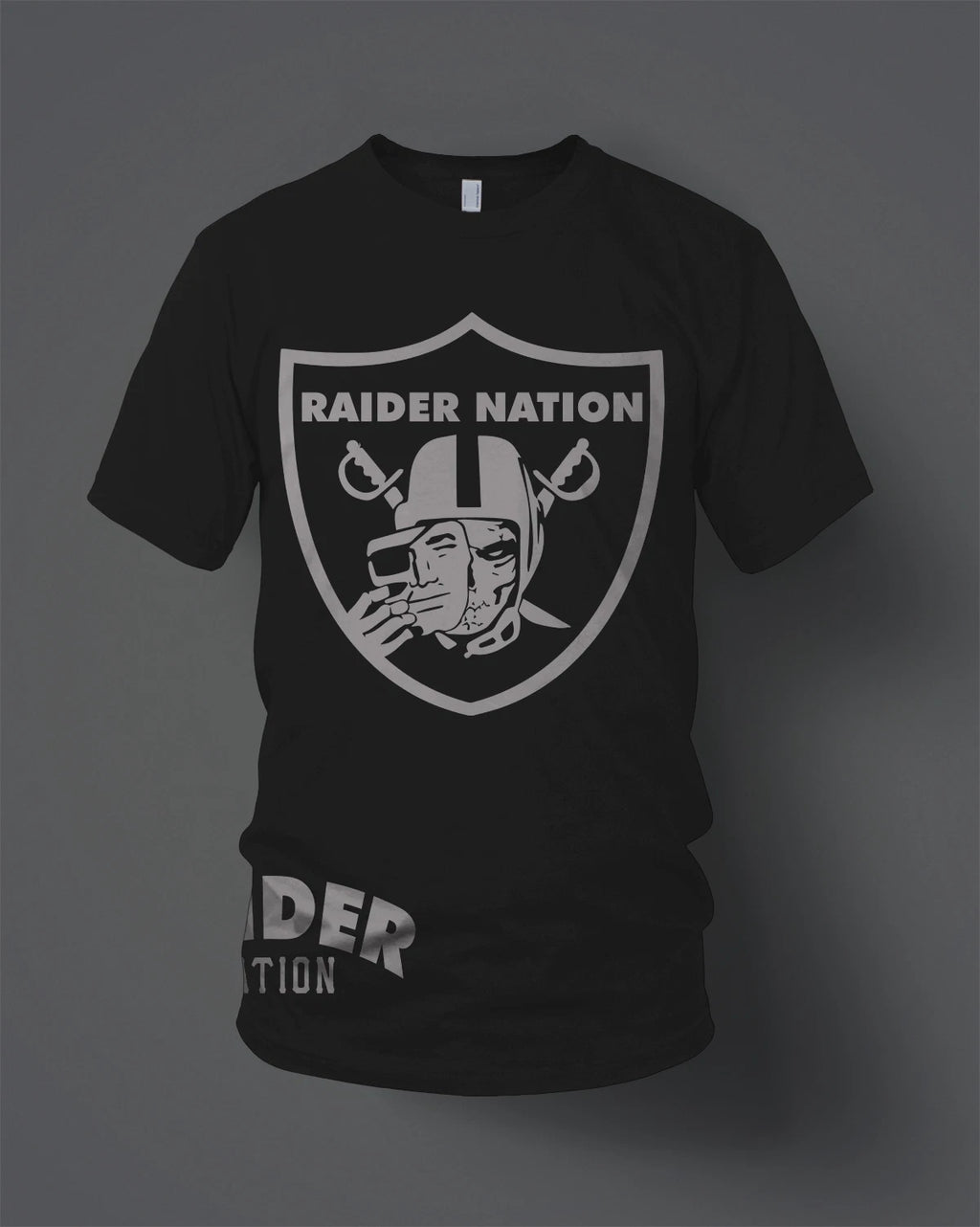Raiders Raider Nation Skull T-Shirt Black & Silver (New) Oakland Edition
