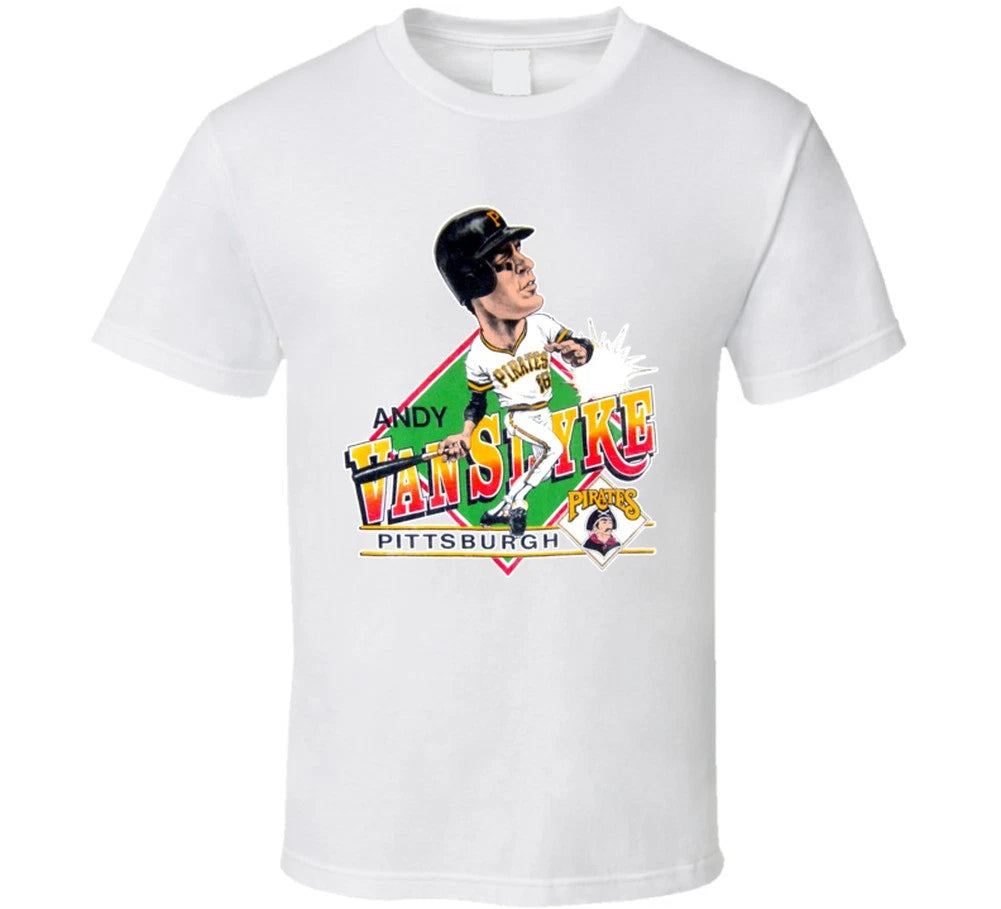 Andy Van Slyke Retro Baseball Caricature T Shirt