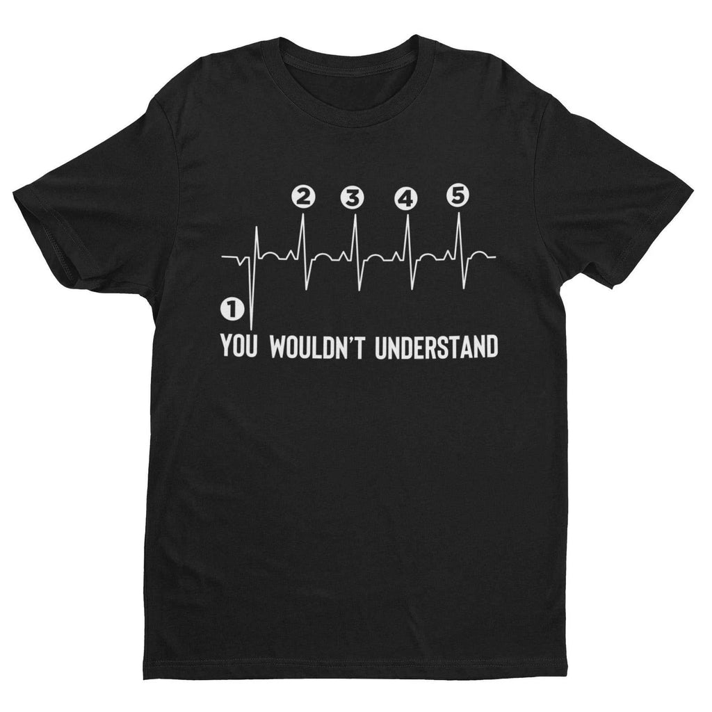 Funny Biker T Shirt Gearshift Heartbeat One Down 4 Up Motorcycle Motorbike
