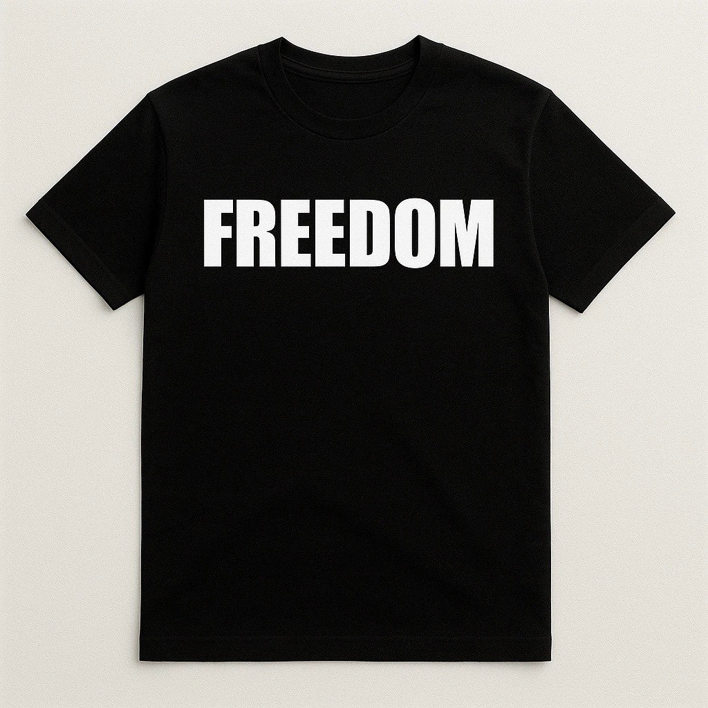 FREEDOM Black Tee V2 - Plain and Simple - A Birth Right Charlie Kirk White 1776