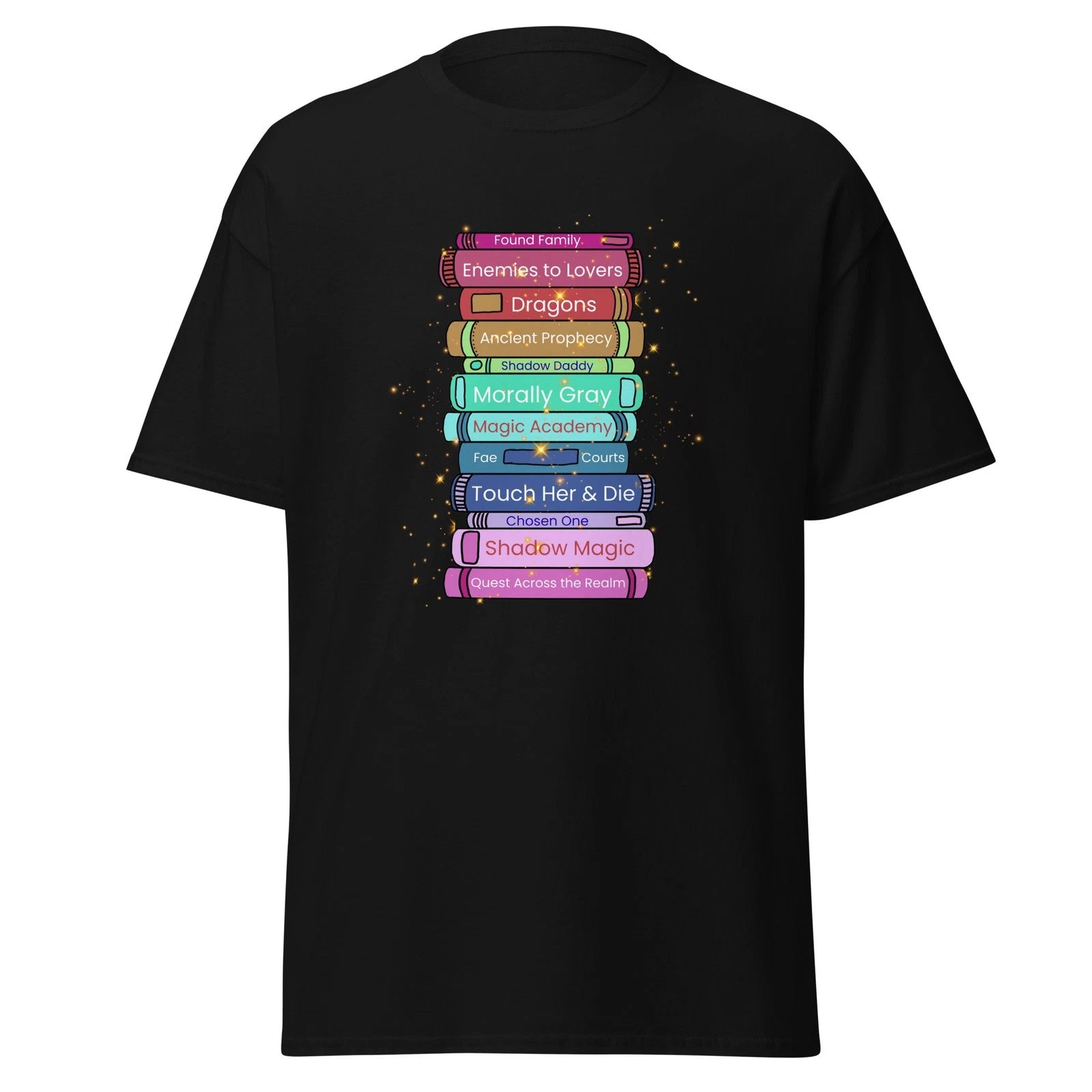 Fantasy Trope Book Stack Shirt Romantasy BookTok Reader Tee