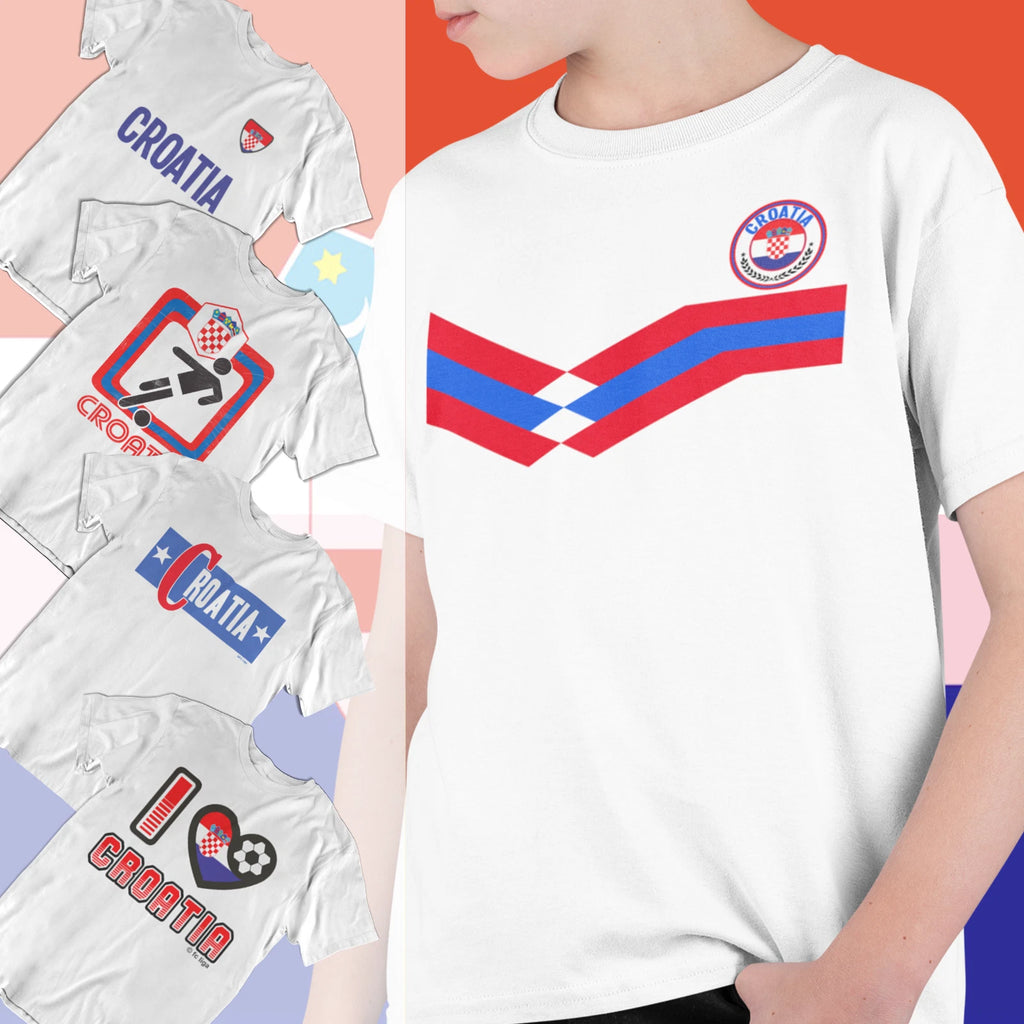 Boys or Girls CROATIA Football Kids T-Shirt Croatian Euro World Cup 2026 Kit