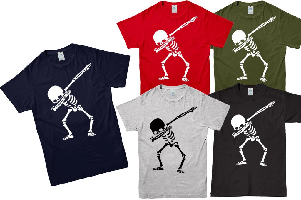 Dabbing Skeleton T-Shirt Halloween Funny Kids Top Costume Unisex Men Boys Girls