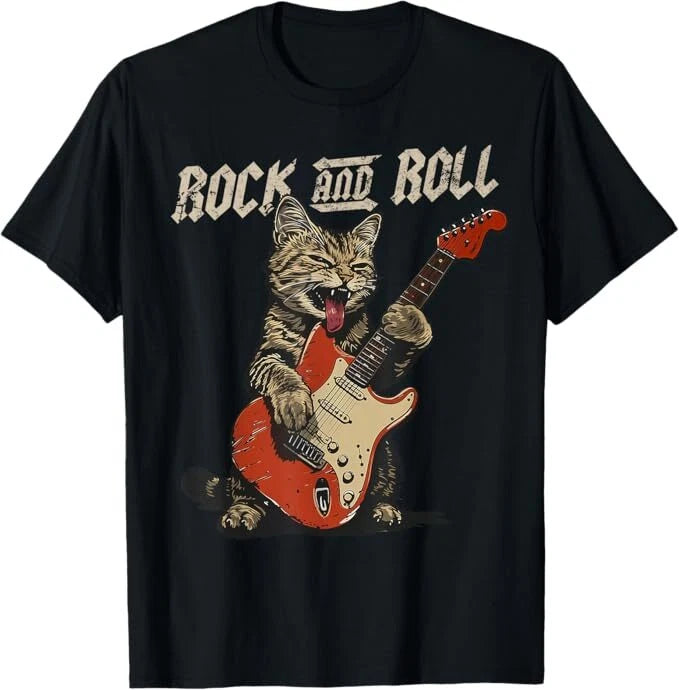 Rock and Roll Guitar Cat Vintage ROCK Guitarist Cat T-Shirt