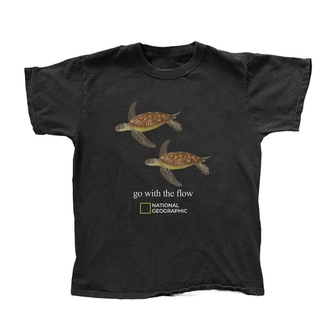 NEW - Retro National Geographic Seat Turtle 'go with the flow' reprint T-Shirt