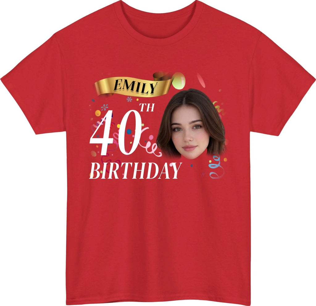 Personalised Birthday Crew T Shirt Custom Name Photo Age Matching Party Gift Top