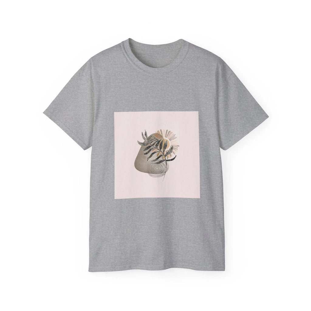 Leaves Sun Boho Art Style Nature Painting | Custom Graphic T-Shirt