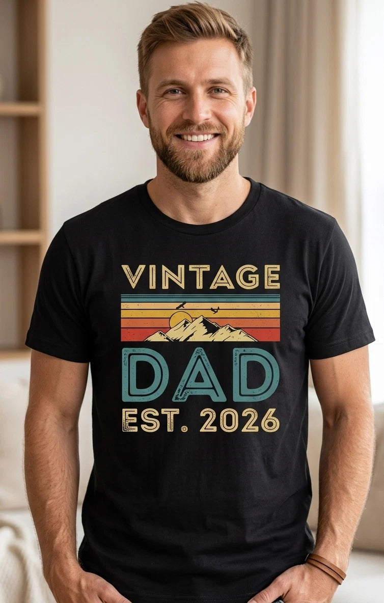 Vintage Dad Est 2026 T-Shirt, First Fathers Day Gift, New Dad , Gift  Husband,