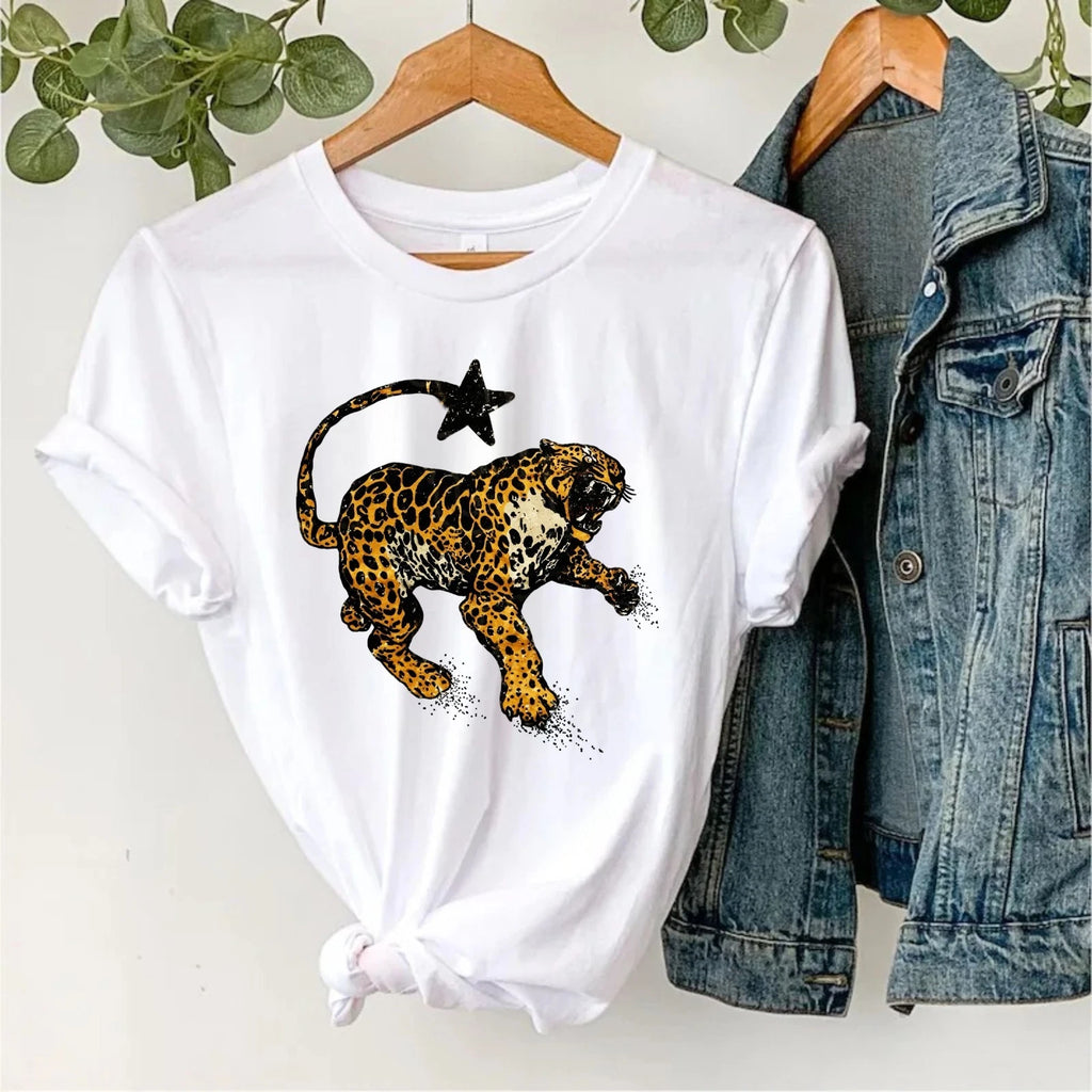 Vintage Jaguar Star Tail T-Shirt - Retro Animal Lover Wild Cat Gift Tee Top