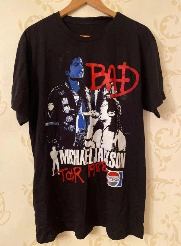 Men's Retro Michael Jackson 1988 Pepsi Tour T-Shirt Vintage Rare Collectible Tee