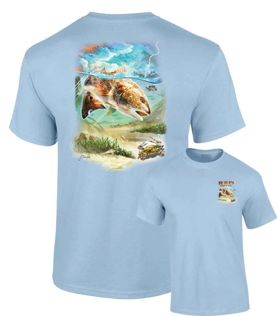 Red Devil Redfish Saltwater Deep Sea Fishing T-Shirt