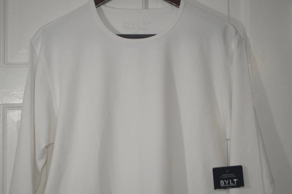 BYLT Premium Basics Men's M Drop Cut Lux Shirt Long Sleeve White New