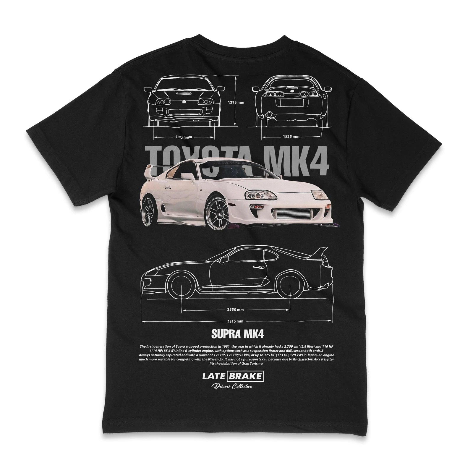 Toyota Supra Mk4 (WHT) Drivers Collective Late Brake JDM T-Shirt