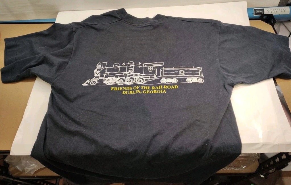 Vintage Trains Shirt Mens Large Black Friends Of The Railroad Dublin GA