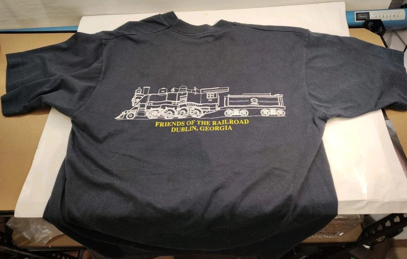Vintage Trains Shirt Mens Large Black Friends Of The Railroad Dublin GA