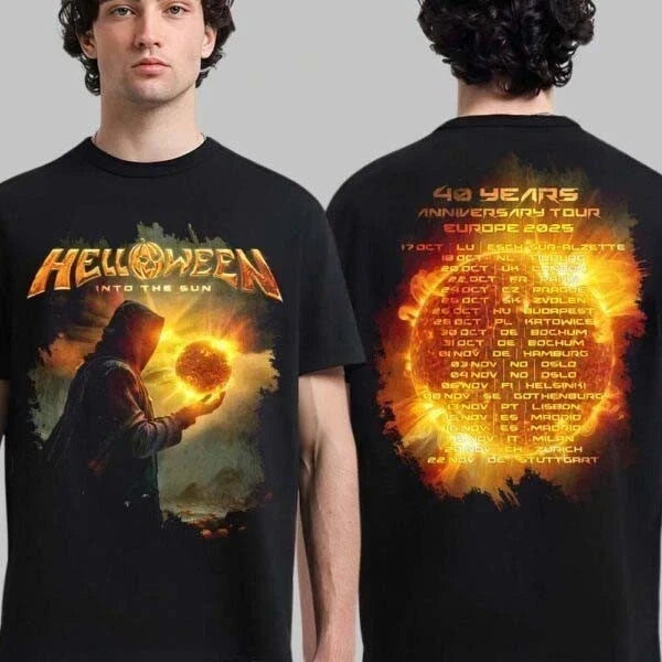 Helloween Europe 2025 Tour Into The Sun T-Shirt Band Graphic Concert Tee S-5XL