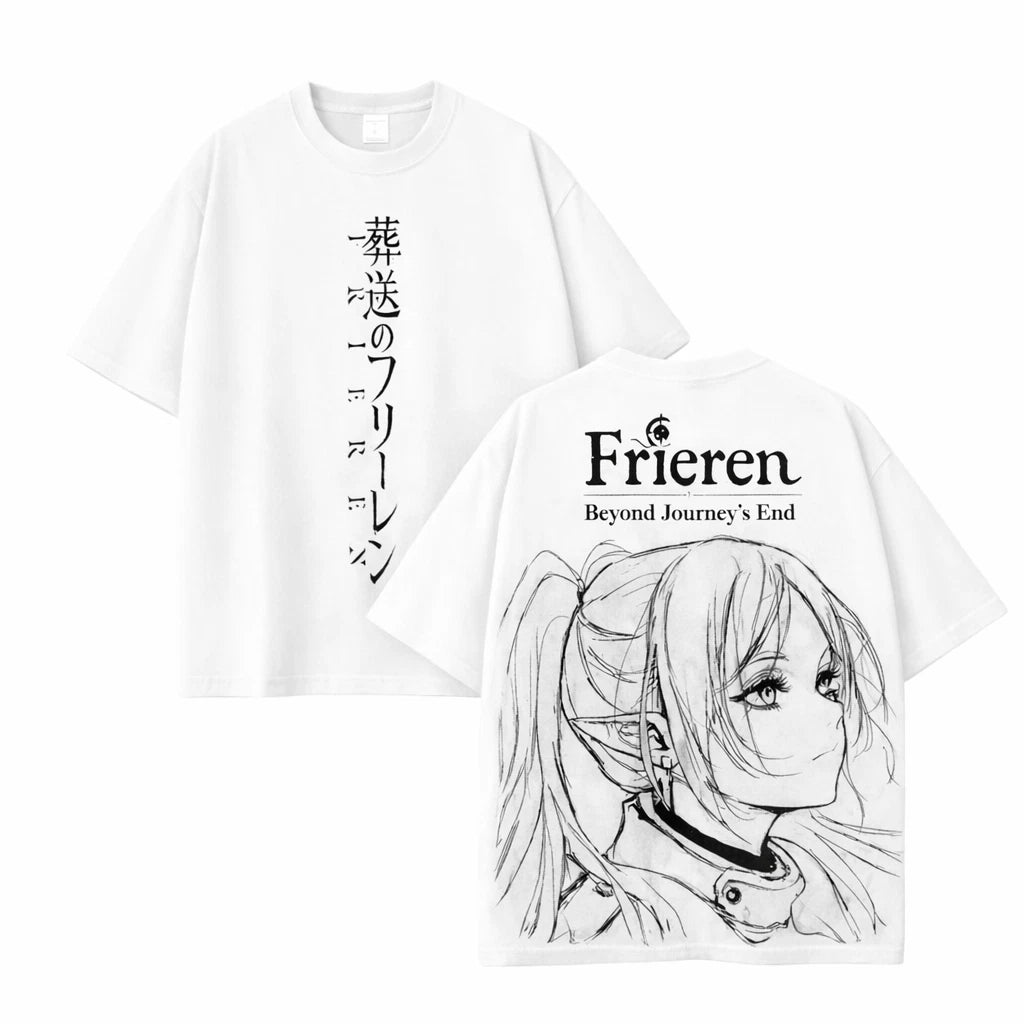 Frieren Season 2 Anime T-Shirt – Black, White & Gray Tee, Fantasy Anime Shirt