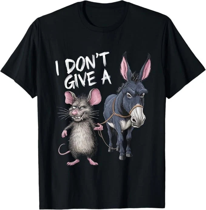 I Don't Give a Rats Ass Mouse & Donkey Funny T-Shirt