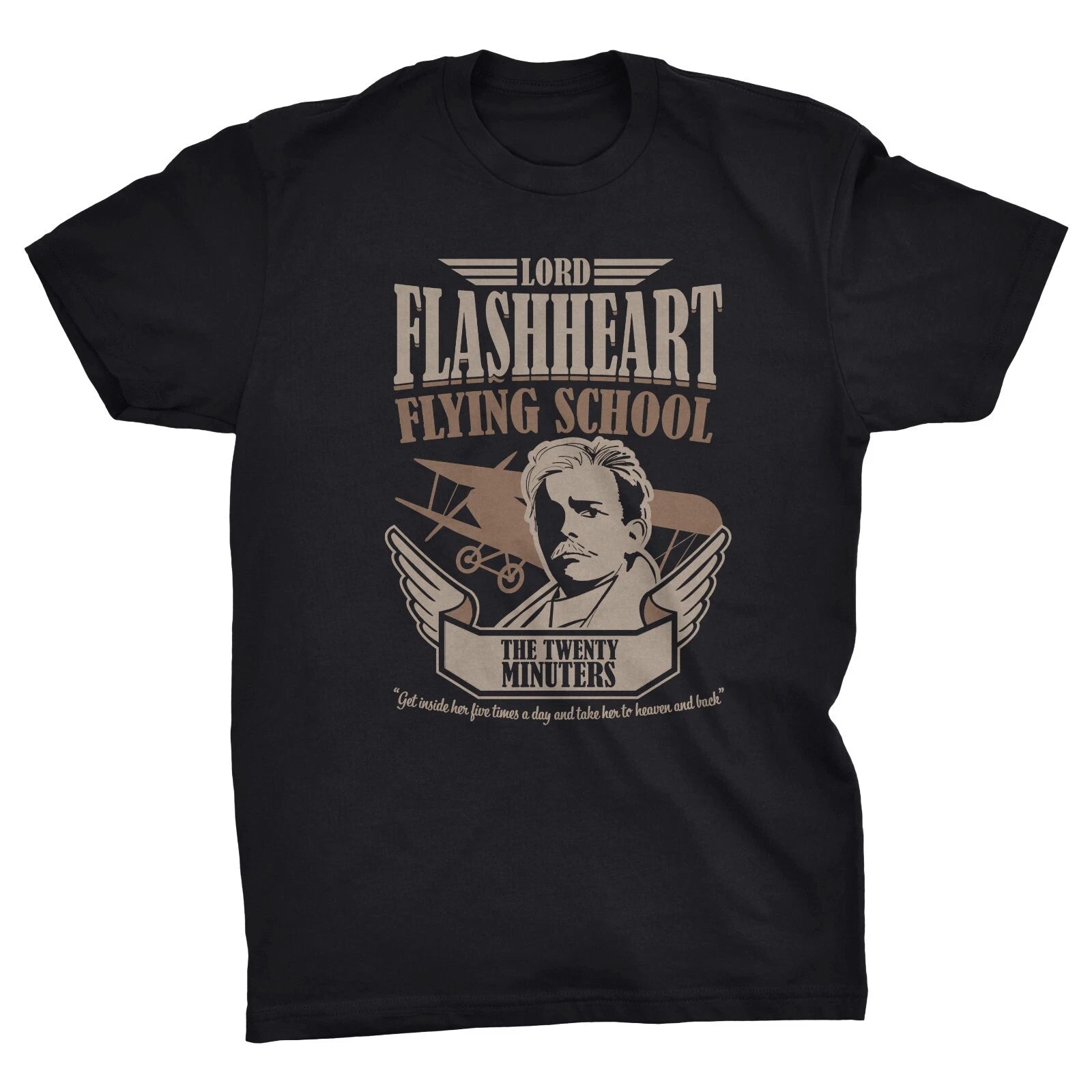 Flashheart Flying School Blackadder Inspired Funny T-Shirt Comedy Retro