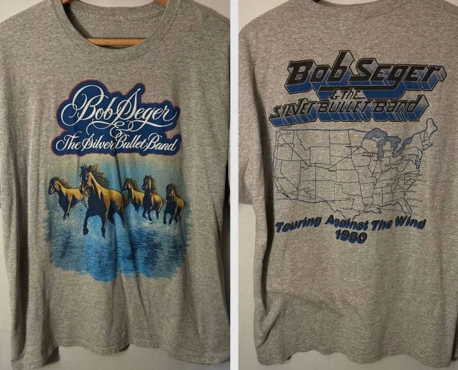 2 sides Touring Against The Wind Bob Seger Shirt Sport Gray Unisex S-5XL