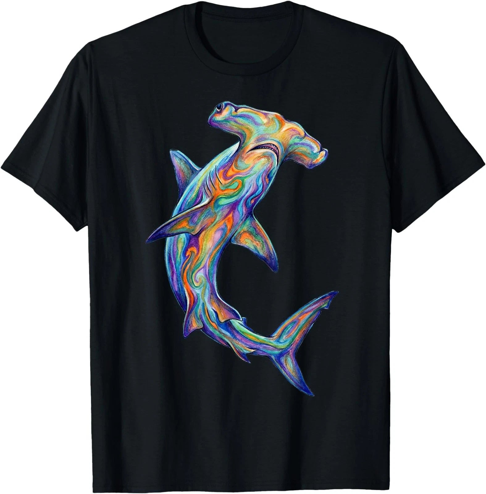 Hammerhead Shark Abstract Ocean Art Marine Life Colorful T-Shirt