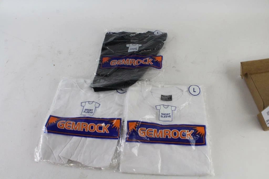 WHITE GEMROCK MENS CREW NECK TEE COTTON TSHIRT 2 PIECE SET