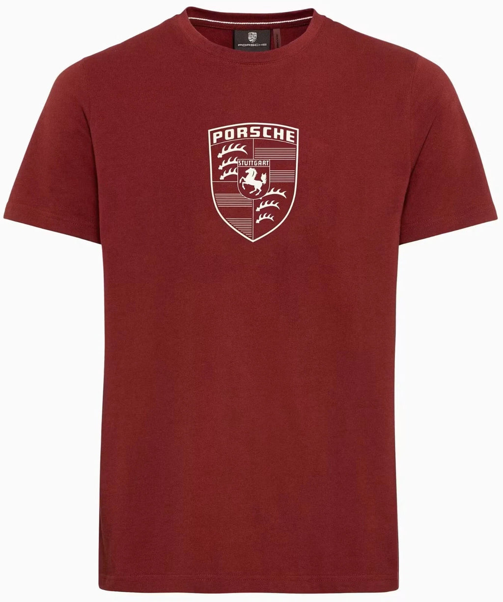 Porsche Crest T-shirt - Essential Bordeaux Red DDP (NO US CUSTOMS FEE)