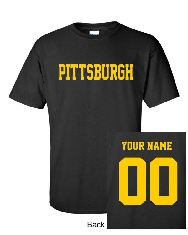 PITTSBURGH Name & Number CUSTOM T-Shirt Jersey Pirates STEELERS New! S-5XL