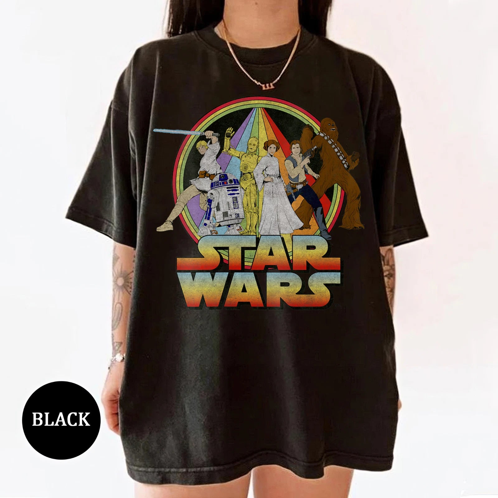 Star Wars Rainbow Group Shot Vintage  Unisex Adult T-shirt Kid Tee 5374