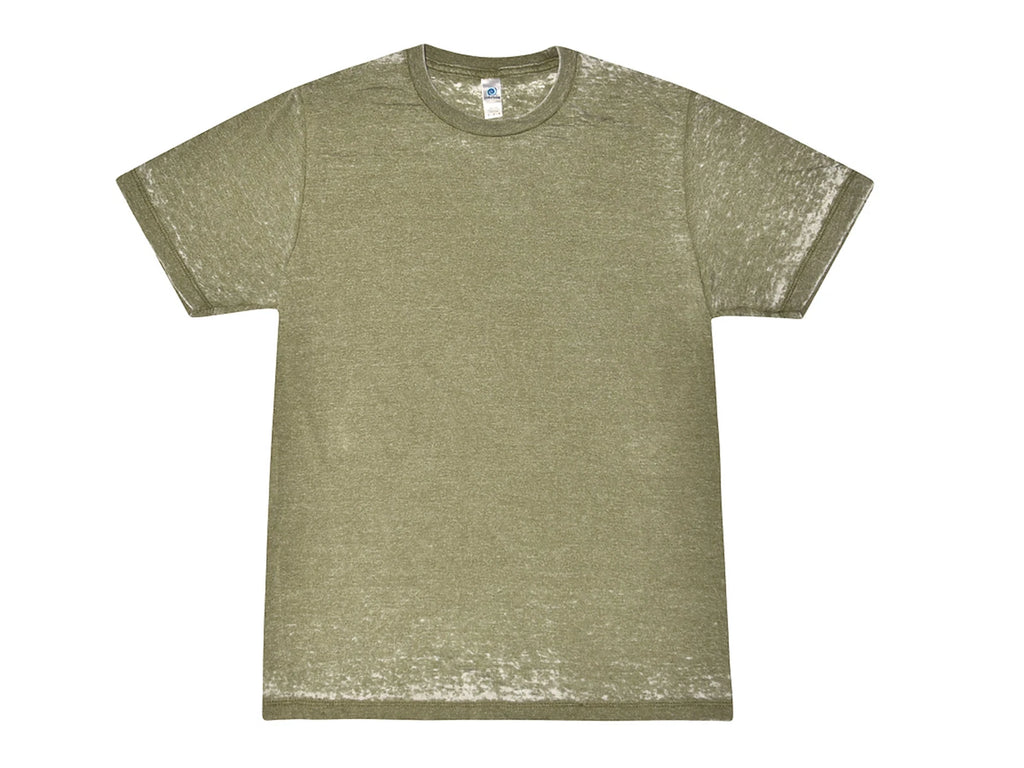 Olive Acid Wash Burnout T-shirts Adult S-3XL 50/50 Cotton/Polyester Blend